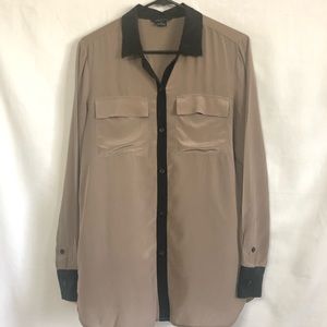 Brown and black button up blouse